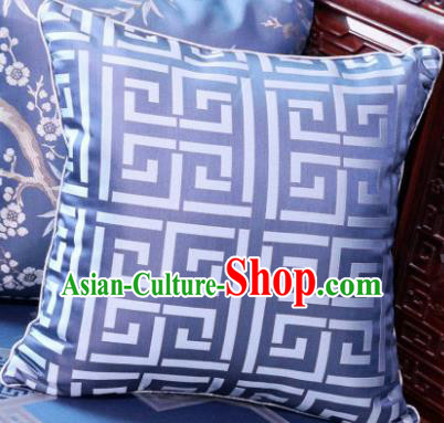 Traditional Chinese Pillowslip Classical Pattern Blue Brocade Cover Home Decoration Accessories
