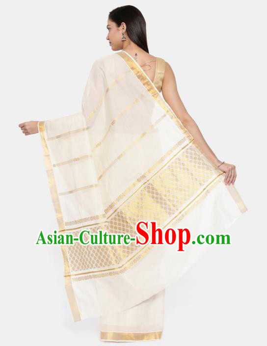 Asian Indian Bollywood White Silk Floss Dress India Traditional Sari Costumes for Women