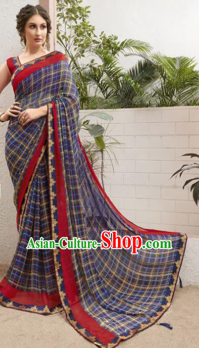 Asian Indian Bollywood Blue Saree Dress India Traditional Costumes for Women