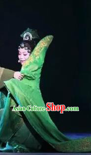 Chinese Zhaojun Chu Sai Ancient Imperial Consort Classical Dance Green Dress Stage Performance Costume and Headpiece for Women