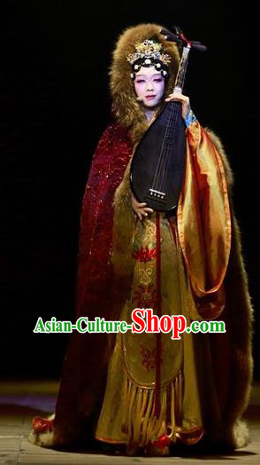 Chinese Zhaojun Chu Sai Ancient Han Dynasty Classical Dance Dress Stage Performance Costume and Headpiece for Women