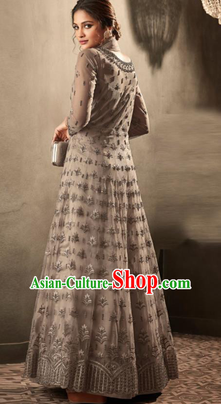 Asian Indian Festival Embroidered Lehenga Grey Dress India Bollywood Traditional Court Costumes for Women