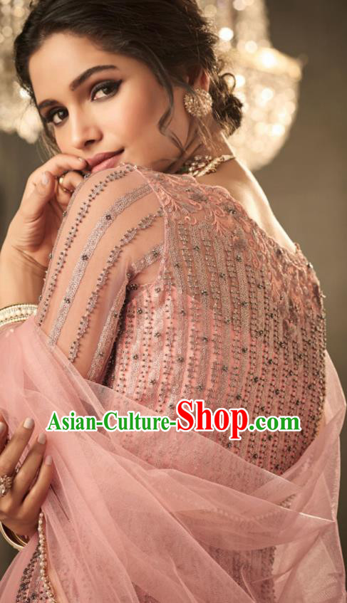 Asian Indian Festival Embroidered Lehenga Pink Dress India Bollywood Traditional Court Costumes for Women