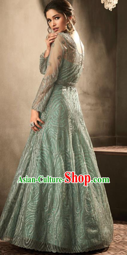 Asian Indian Festival Embroidered Lehenga Green Dress India Bollywood Traditional Court Costumes for Women