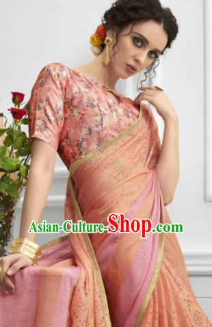 Pink Chiffon Asian Indian National Lehenga Sari Dress India Bollywood Traditional Costumes for Women