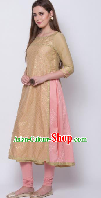 Asian Indian Traditional Apricot Blouse and Pants India Lehenga Choli Costumes Complete Set for Women