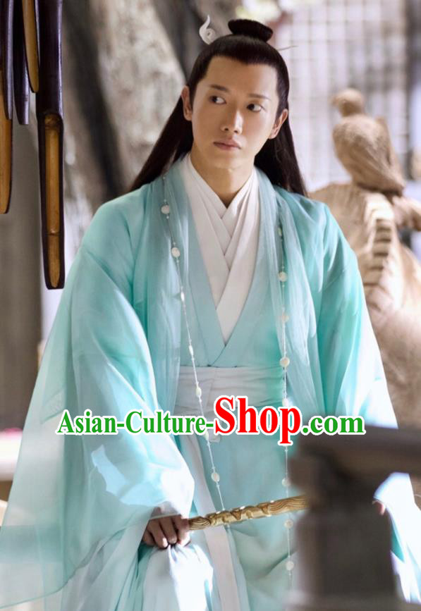 Chinese Ancient High Immortal Yun Feng Green Clothing Drama Love and Destiny Swordsman Replica Costumes for Men