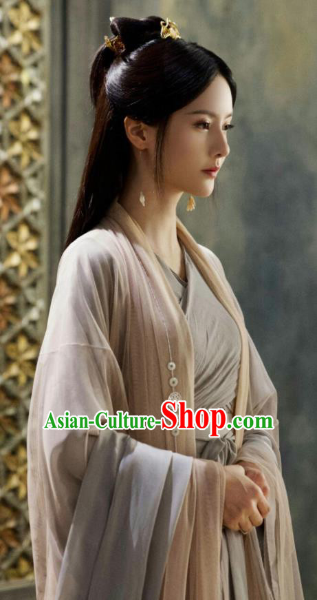 Chinese Ancient Nine Tailed Fox Goddess Dress Drama Love and Destiny Princess Qing Yao Replica Costumes and Headpiece for Women