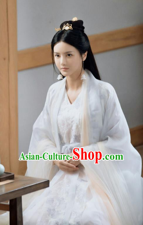 Chinese Drama Ancient Goddess Dress Love and Destiny Princess Qing Yao Replica Costumes and Headpiece for Women
