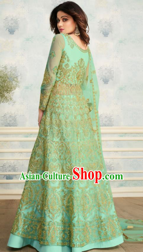 Indian Traditional Lehenga Bollywood Court Embroidered Green Dress Asian India National Festival Costumes for Women