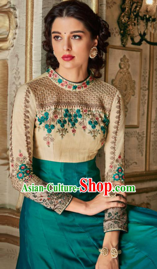 Indian Traditional Festival Atrovirens Anarkali Dress Asian India National Court Bollywood Costumes for Women