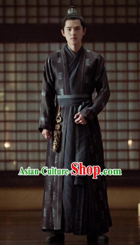 Chinese Ancient Royal Prince Black Clothing Drama Novoland Eagle Flag Lv Guichen Liu Haoran Replica Costumes for Men