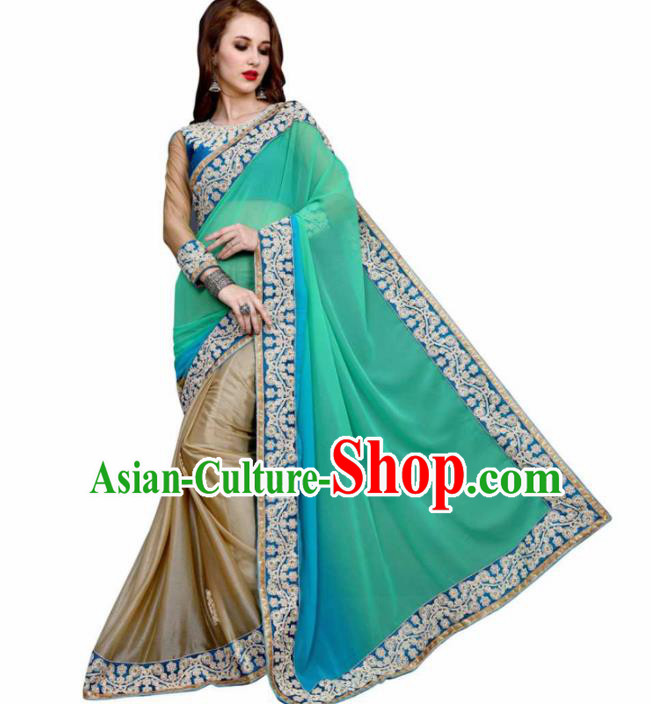 Traditional Indian Georgette Sari Dress Asian India National Bollywood Costumes for Women