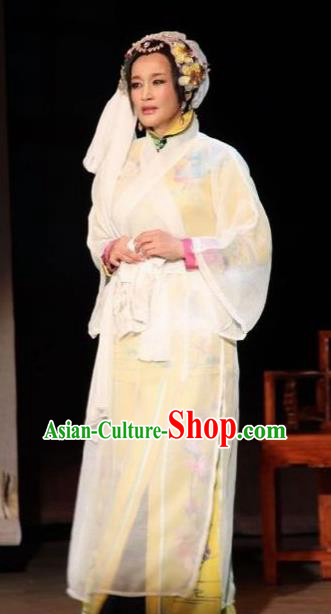 Chinese Unsurpassed Beauty Of A Generation Ancient Widow White Dress Stage Performance Dance Costume and Headpiece for Women