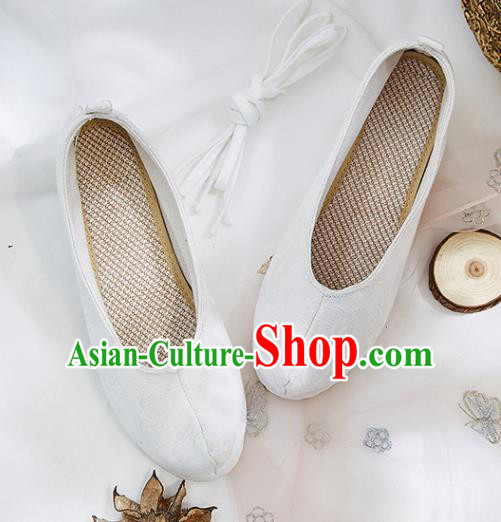 Traditional Chinese White Cloth Shoes Hanfu Shoes National Shoes for Women