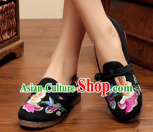 Traditional Chinese National Embroidery Black Shoes Embroidered Shoes Hanfu Shoes for Women