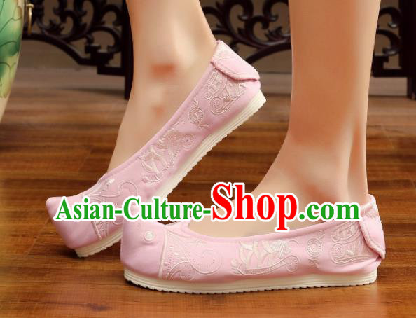 Traditional Chinese National Embroidery Pink Shoes Embroidered Shoes Hanfu Shoes for Women