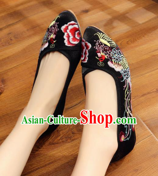 Traditional Chinese Old Beijing Wedding Black Shoes National Embroidered Shoes Hanfu Shoes for Women