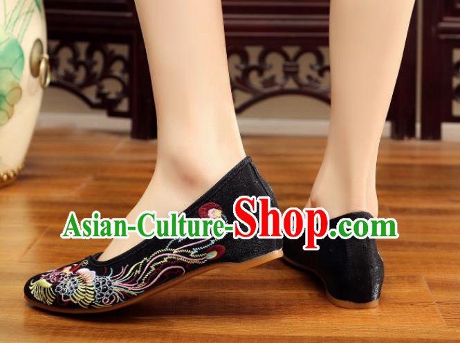 Traditional Chinese Old Beijing Wedding Black Shoes National Embroidered Shoes Hanfu Shoes for Women