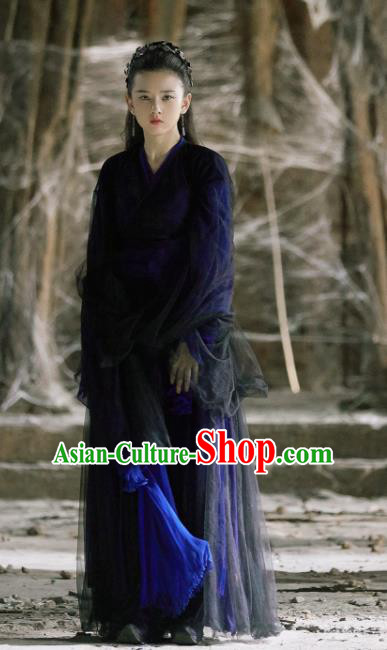 Chinese Novoland Eagle Flag Ancient Drama Female Swordsman Yu Ran Replica Costumes and Headpiece for Women