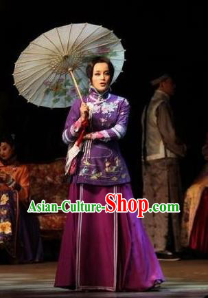 Chinese Unsurpassed Beauty Of A Generation Ancient Courtesan Sai Jinhua Purple Dress Stage Performance Dance Costume and Headpiece for Women