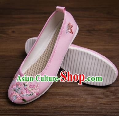 Traditional Chinese Handmade Shoes Light Pink Embroidered Shoes Hanfu Shoes for Women