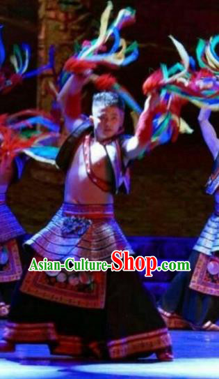 Chinese Dance Drama Colorful Guizhou Yi Nationality Folk Dance Clothing Stage Performance Dance Costume for Men