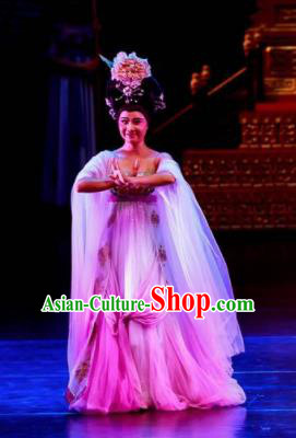 Chinese Chuansi Gongzhu Classical Dance Pink Dress Stage Performance Dance Costume and Headpiece for Women