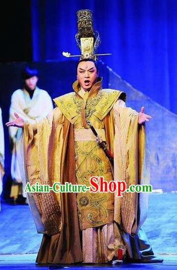 Chinese King Zhuang of Chu Ancient Spring and Autumn Period King Golden Clothing Stage Performance Dance Costume for Men