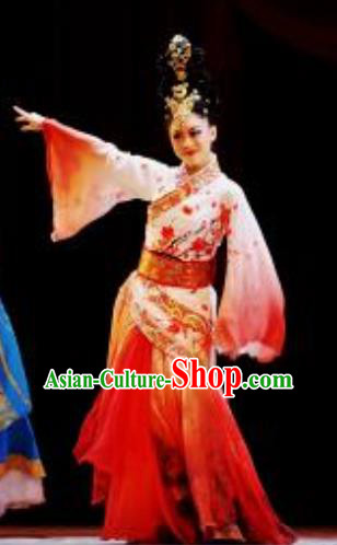 Lady Zhaojun Chinese Han Dynasty Classical Dance Dress Stage Performance Dance Costume and Headpiece for Women