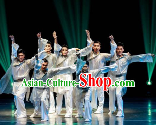Dance Between Heaven and Earth Chinese Classical Dance White Clothing Stage Performance Dance Costume for Men