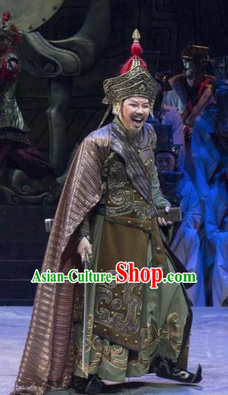 Chinese King Zhuang of Chu Ancient Spring and Autumn Period General Clothing Stage Performance Dance Costume for Men