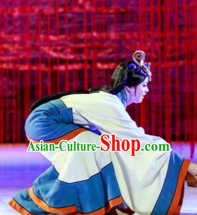 Lady Zhaojun Chinese Han Dynasty Dance White Dress Stage Performance Dance Costume and Headpiece for Women