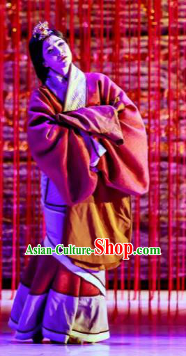 Chinese Lady Zhaojun Ancient Han Dynasty Court Lady Dress Stage Performance Dance Costume and Headpiece for Women
