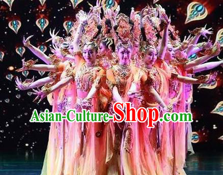 Meet Millennium Chinese Classical Dance Dress Stage Performance Dance Costume and Headpiece for Women