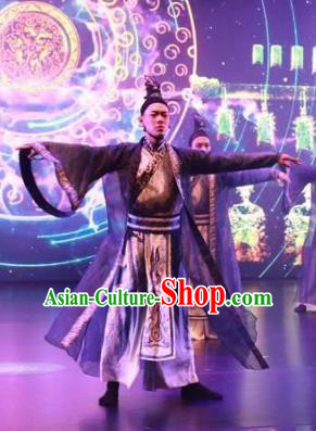 Meet Millennium Chinese Ancient Swordsman Dance Clothing Stage Performance Dance Costume for Men
