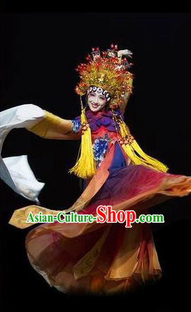 The Greatest Spirit Chinese Peking Opera Imperial Consort Dress Stage Performance Dance Costume and Headpiece for Women