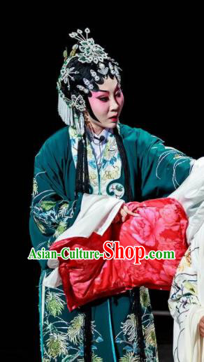 Sansheng Dream Chinese Cantonese Opera Diva Green Dress Stage Performance Dance Costume and Headpiece for Women