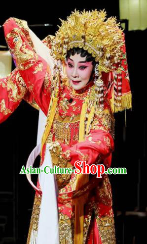 Sansheng Dream Chinese Cantonese Opera Bride Red Dress Stage Performance Dance Costume and Headpiece for Women