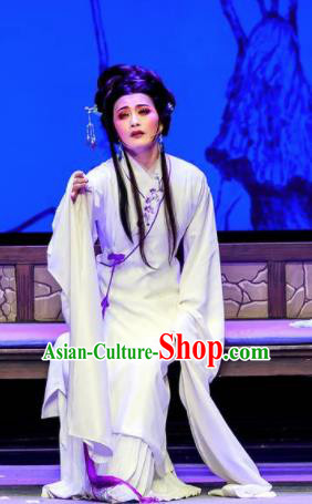 Phoenix Hairpin Chinese Peking Opera Diva White Dress Stage Performance Dance Costume and Headpiece for Women