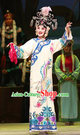 Su Wu In Desert Chinese Peking Opera Imperial Consort White Dress Stage Performance Dance Costume and Headpiece for Women