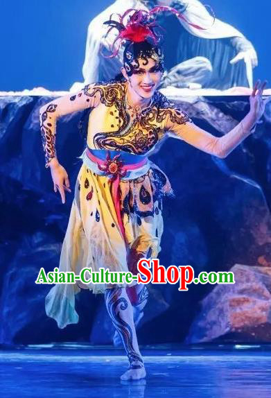 Goddess of the Moon Chinese Classical Dance Dress Stage Performance Dance Costume and Headpiece for Women