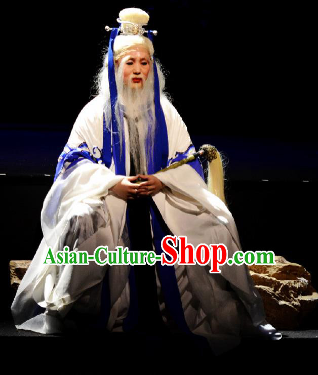Goddess of the Moon Chinese Peking Opera Lord Lao Zi Clothing Stage Performance Dance Costume and Headpiece for Men