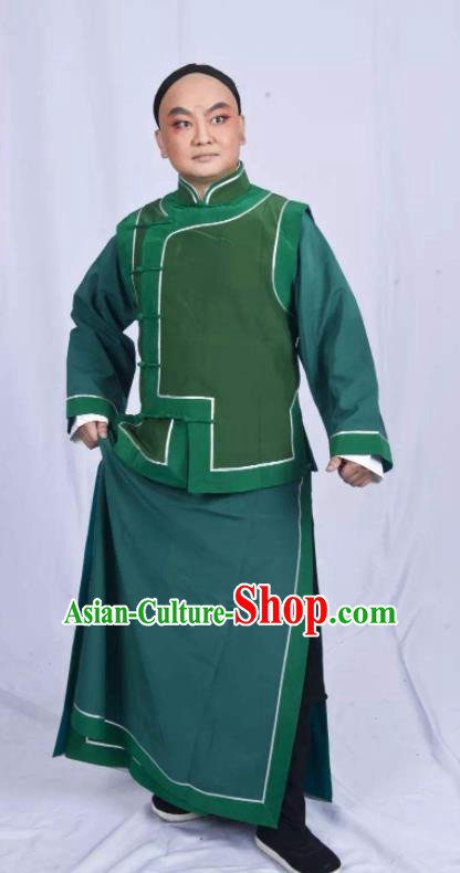 Mei Hua Zan Chinese Beijing Opera Scholar Green Clothing Stage Performance Dance Costume and Headpiece for Men