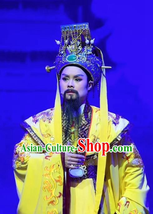 Amber Fate Chinese Beijing Opera Emperor Clothing Stage Performance Dance Costume and Headpiece for Men