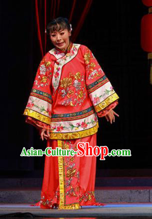 Shi Niang Chinese Classical Dance Wedding Red Dress Stage Performance Dance Costume and Headpiece for Women