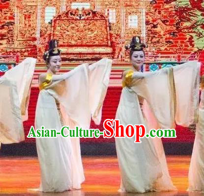 Ganzhou Musical Dance Chinese Classical Dance White Dress Stage Performance Dance Costume and Headpiece for Women