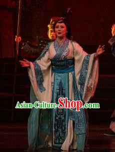 Cai Wenji Chinese Opera Ancient Princess Dress Stage Performance Dance Costume and Headpiece for Women