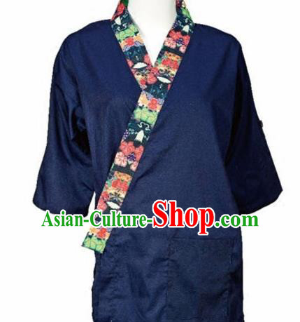 Traditional Japanese Navy Yamato Shirt Kimono Asian Japan Costume for Men