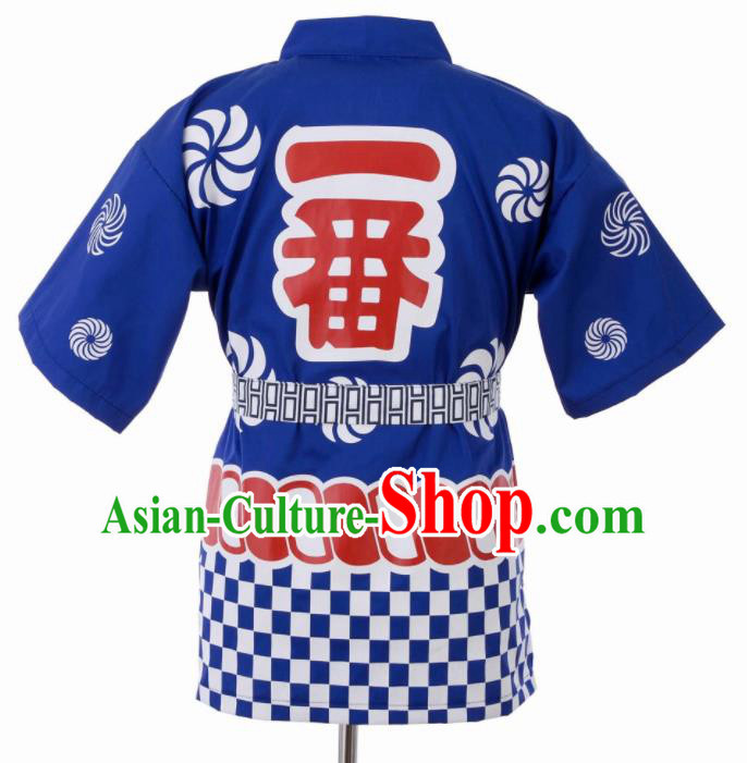 Traditional Japanese Royalblue Yamato Shirt Kimono Asian Japan Costume for Men